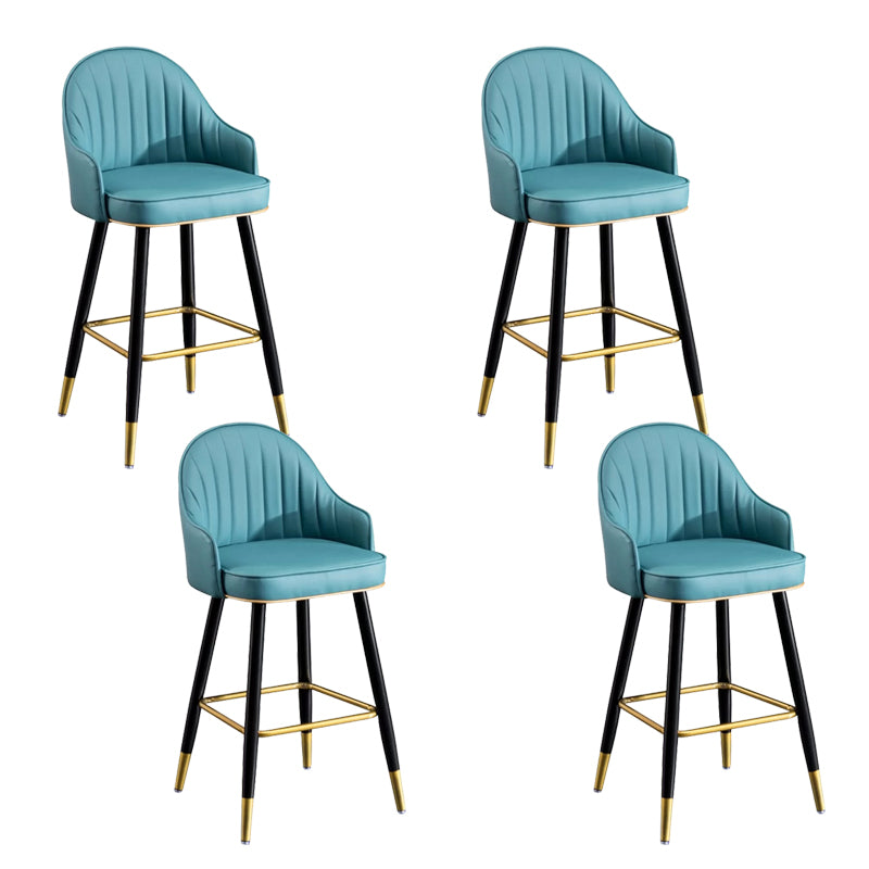 Modern Faux Leather Bar Chair Indoor Upholstered Bar Stool with Footrest
