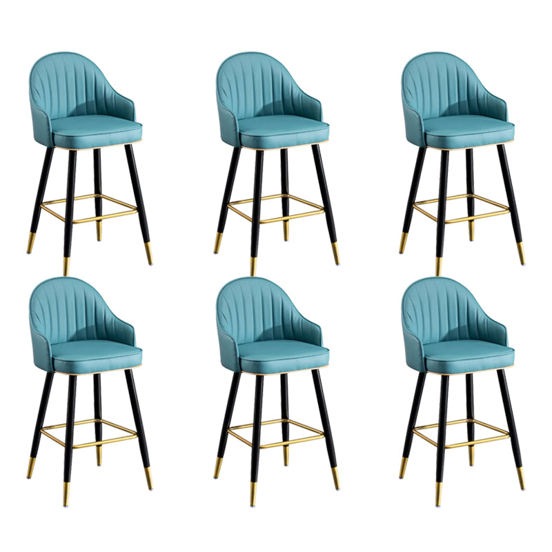 Modern Faux Leather Bar Chair Indoor Upholstered Bar Stool with Footrest