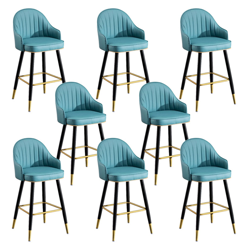 Modern Faux Leather Bar Chair Indoor Upholstered Bar Stool with Footrest