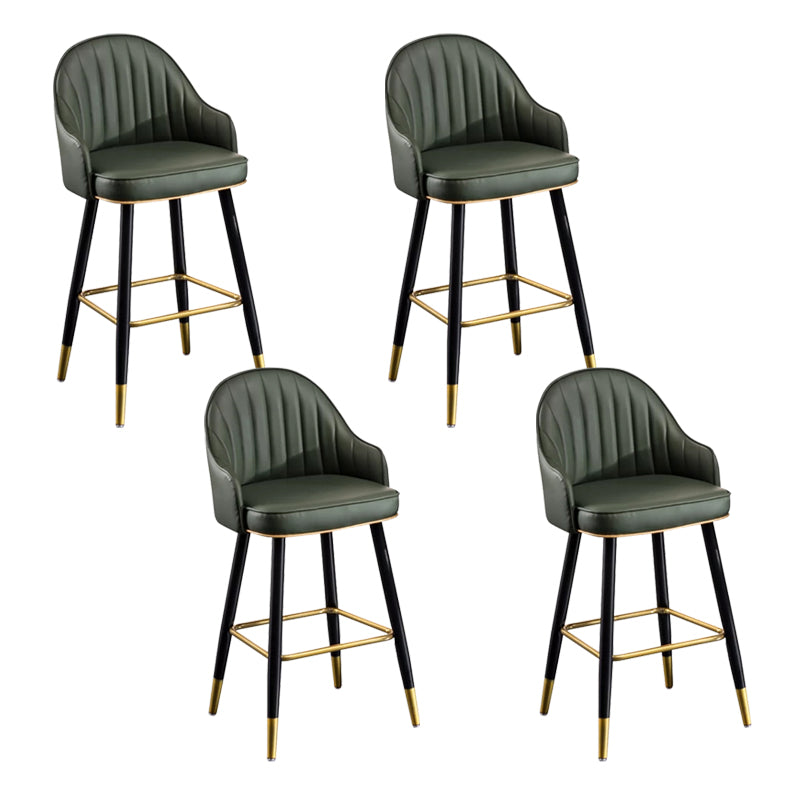 Modern Faux Leather Bar Chair Indoor Upholstered Bar Stool with Footrest
