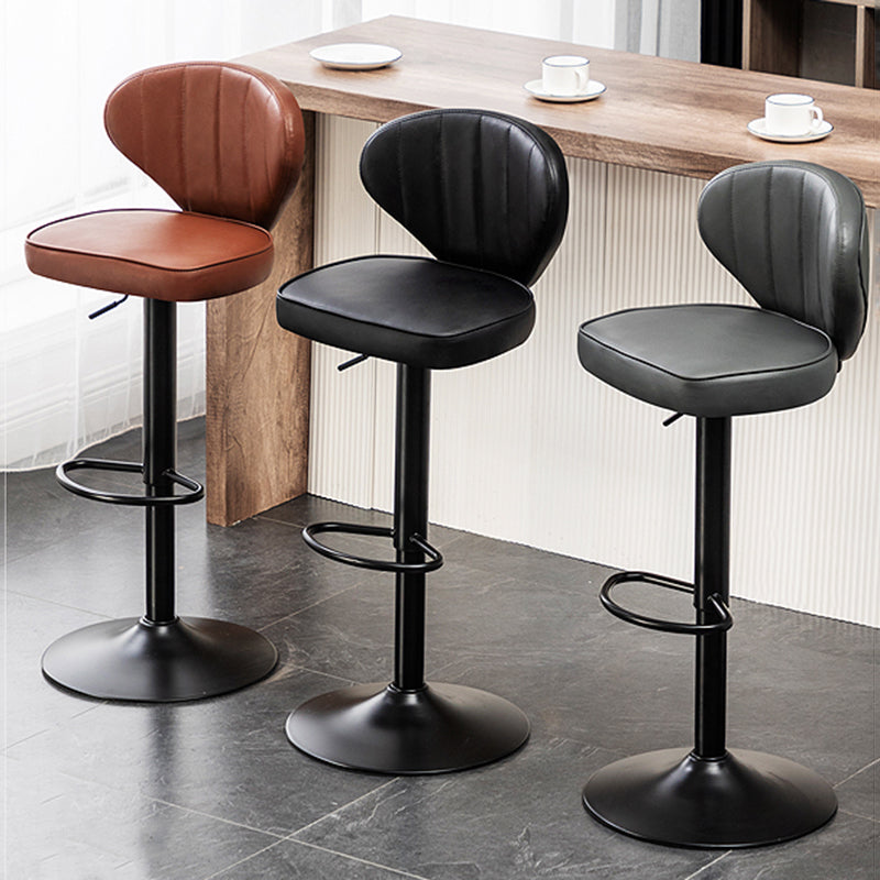 Home Swivel Adjustable Height Stool Modern Matte Finish Leather Barstool