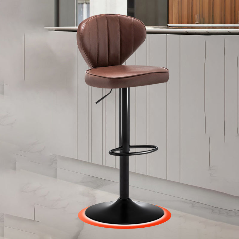 Home Swivel Adjustable Height Stool Modern Matte Finish Leather Barstool