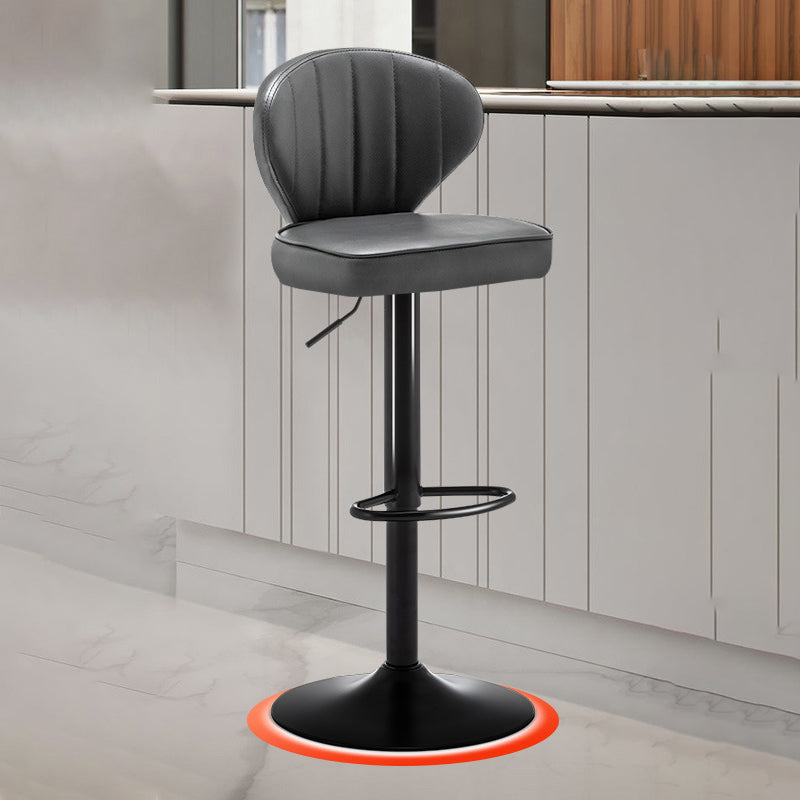 Home Swivel Adjustable Height Stool Modern Matte Finish Leather Barstool