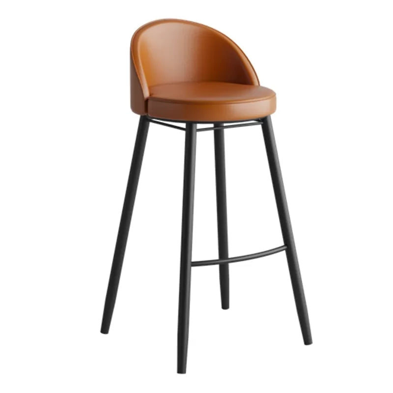Faux Leather Armless Bar Stool Industrial Low Back Bar Chair with Metal Footrest