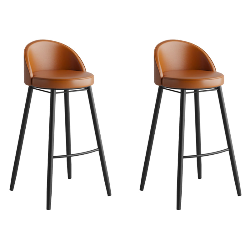 Faux Leather Armless Bar Stool Industrial Low Back Bar Chair with Metal Footrest
