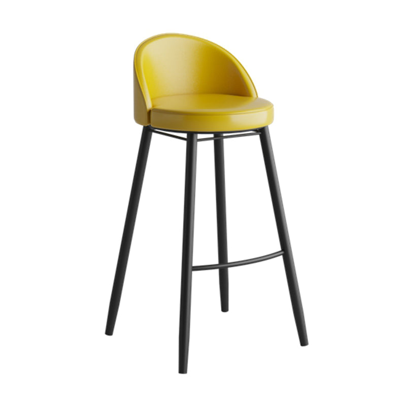 Faux Leather Armless Bar Stool Industrial Low Back Bar Chair with Metal Footrest