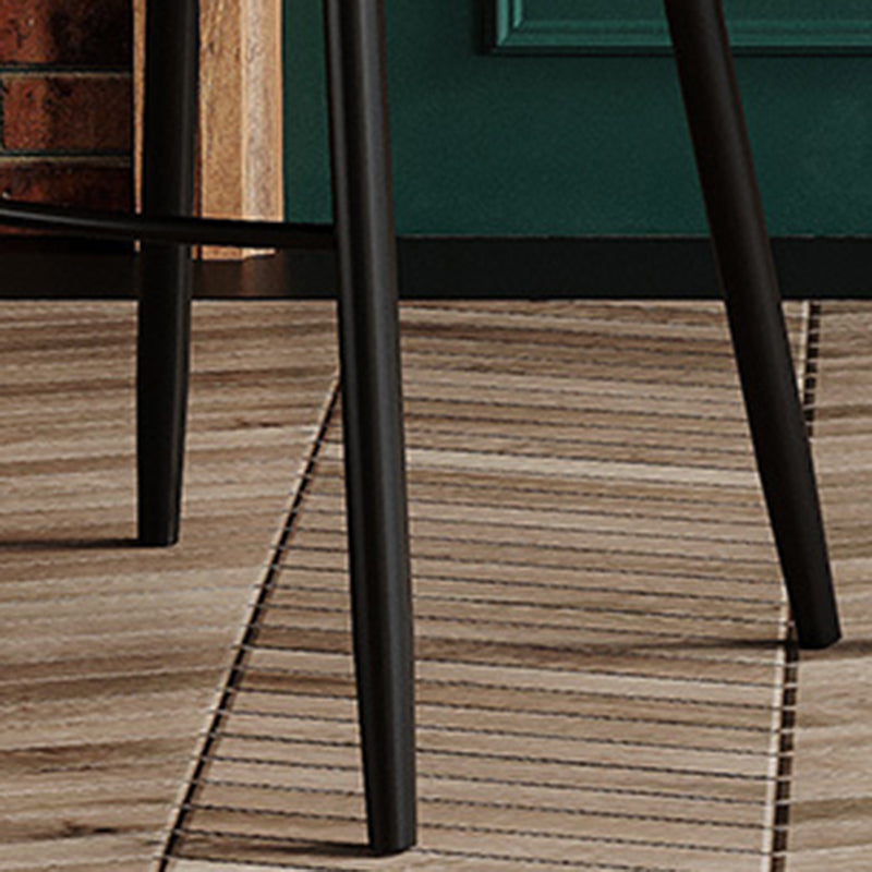 Faux Leather Armless Bar Stool Industrial Low Back Bar Chair with Metal Footrest