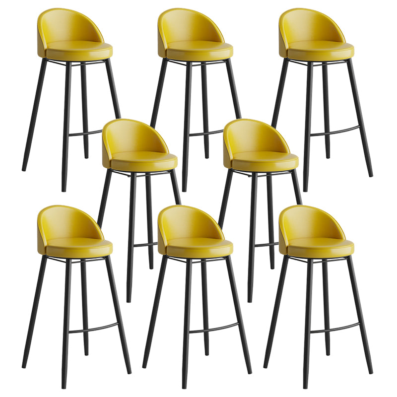 Faux Leather Armless Bar Stool Industrial Low Back Bar Chair with Metal Footrest