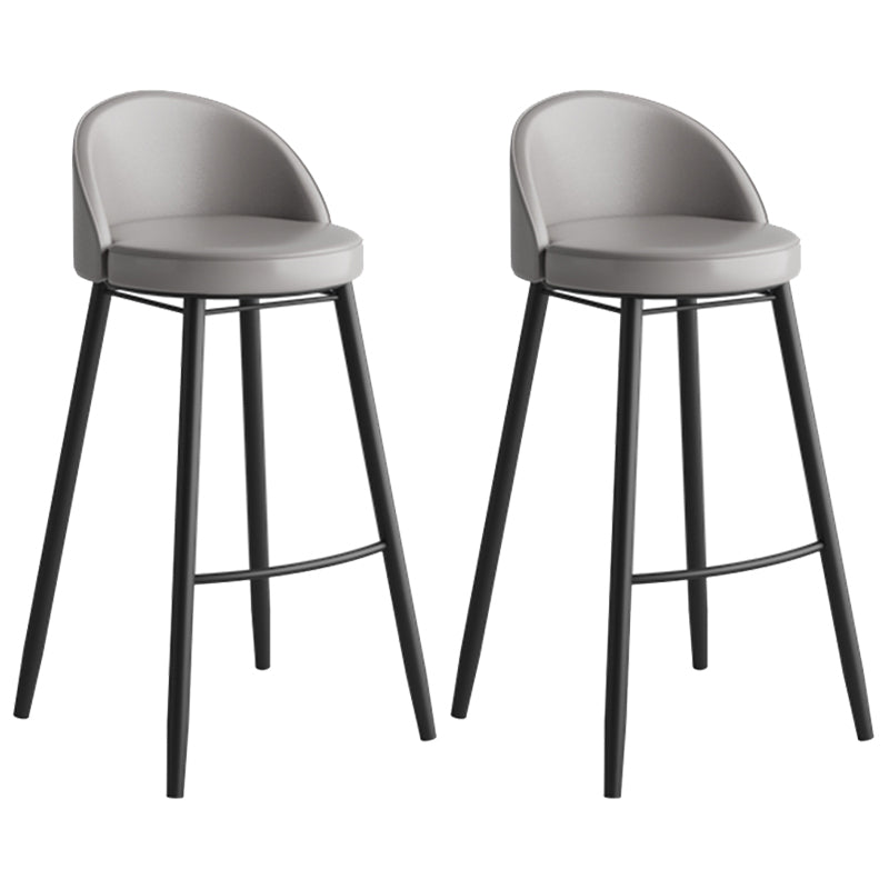 Faux Leather Armless Bar Stool Industrial Low Back Bar Chair with Metal Footrest