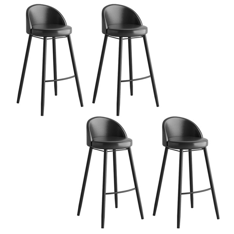 Faux Leather Armless Bar Stool Industrial Low Back Bar Chair with Metal Footrest
