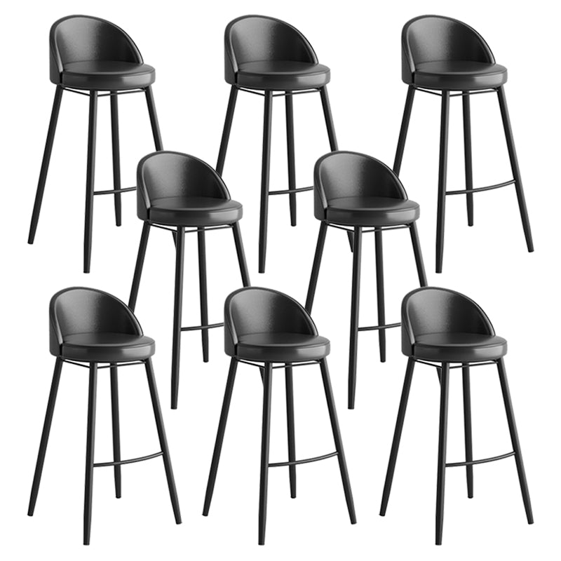 Faux Leather Armless Bar Stool Industrial Low Back Bar Chair with Metal Footrest