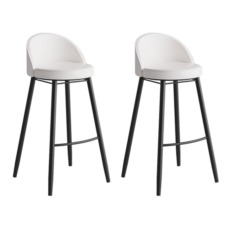 Faux Leather Armless Bar Stool Industrial Low Back Bar Chair with Metal Footrest