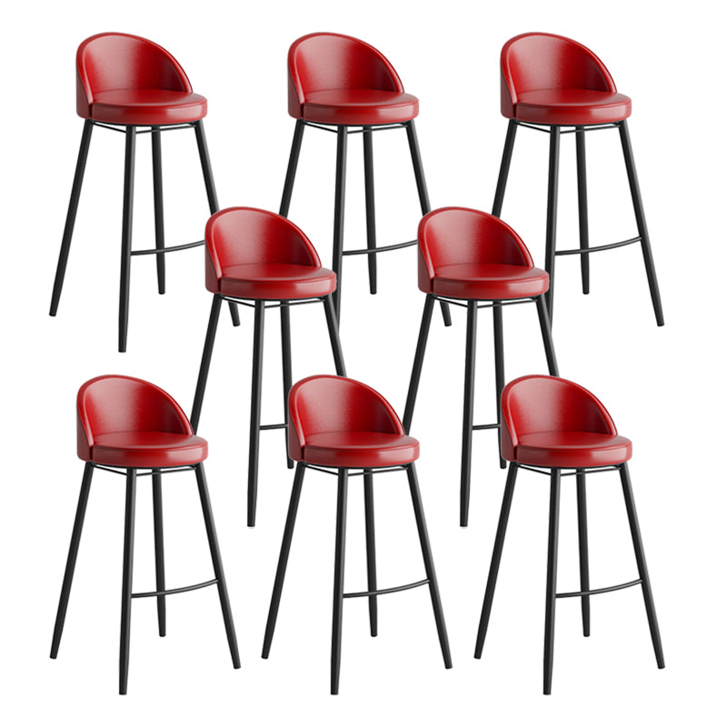 Faux Leather Armless Bar Stool Industrial Low Back Bar Chair with Metal Footrest