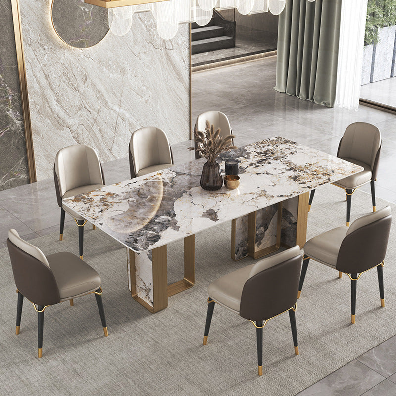 Nordic Glam Rectangle Sintered Stone Table Set 1/4/5/6/8 Pieces Dining Set