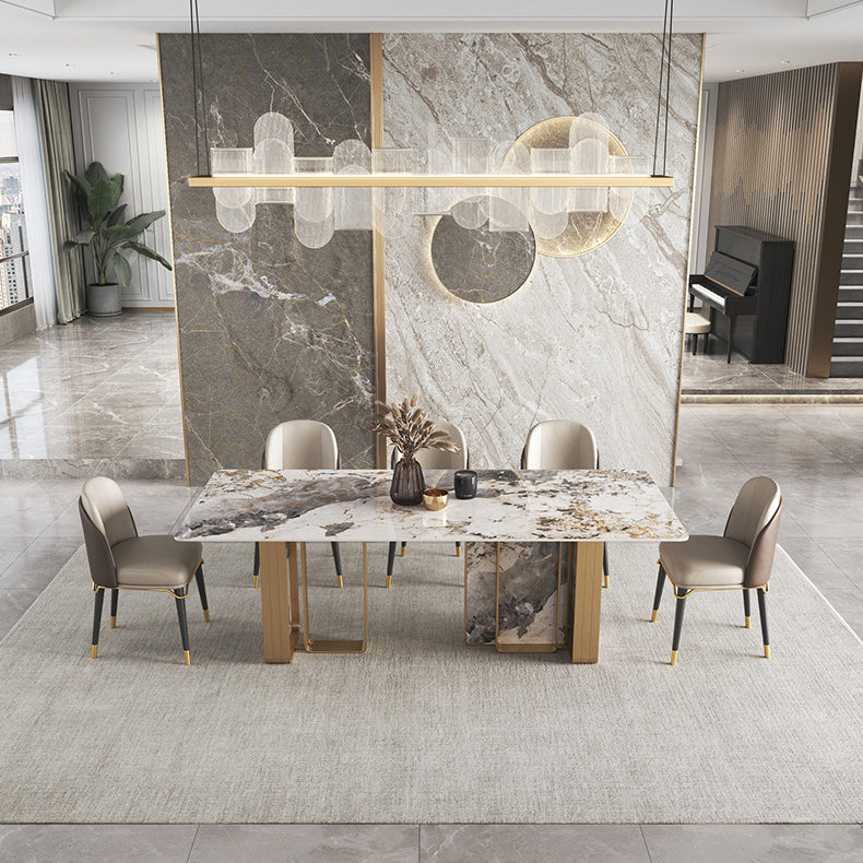 Nordic Glam Rectangle Sintered Stone Table Set 1/4/5/6/8 Pieces Dining Set