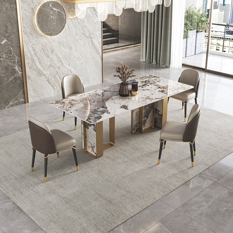 Nordic Glam Rectangle Sintered Stone Table Set 1/4/5/6/8 Pieces Dining Set
