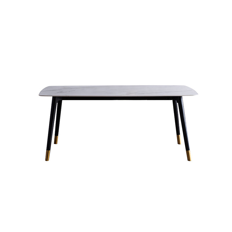 Contemporary Dining Set 1/2/5/7 Pcs White Stone Top Table with Faux Leather Chairs