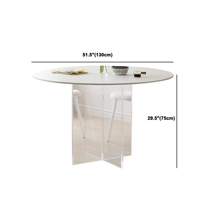 Round Dining Table Set 1/3/4/5 Pcs Acrylic Base Dining Table with Plastic Side Chairs