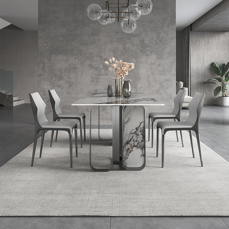 Modern Style Rectangle Sintered Stone Table Set 1/3/4/5 Pieces Dining Set