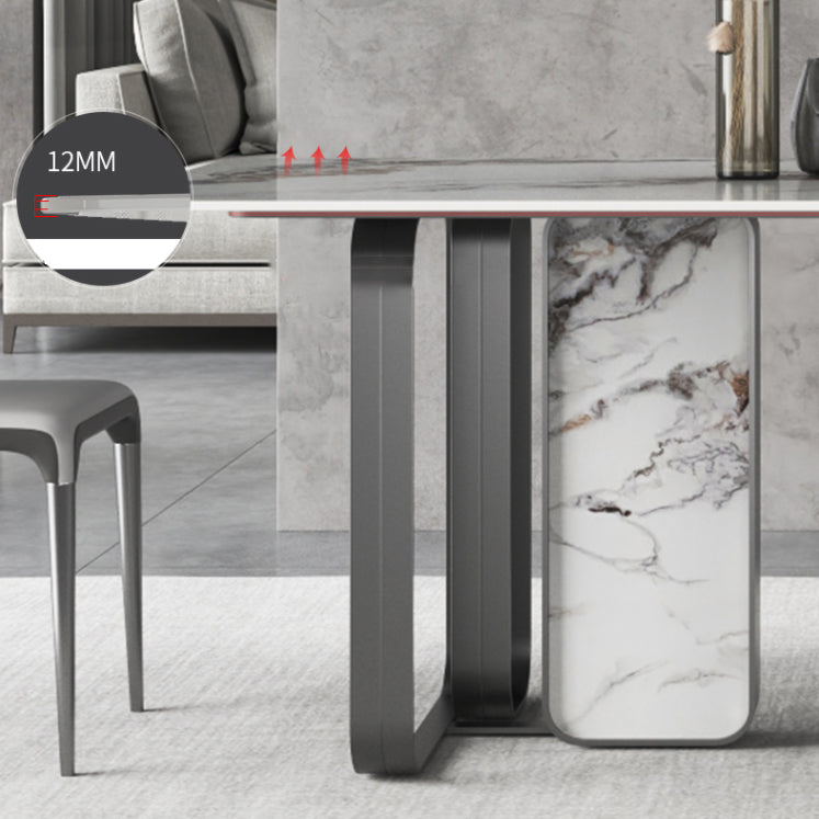 Modern Style Rectangle Sintered Stone Table Set 1/3/4/5 Pieces Dining Set