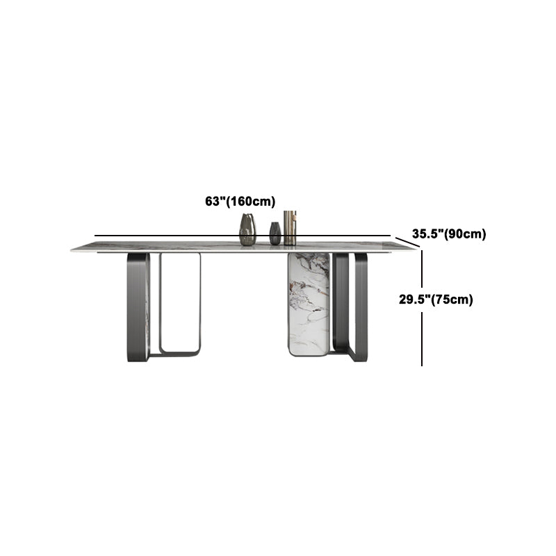 Modern Style Rectangle Sintered Stone Table Set 1/3/4/5 Pieces Dining Set
