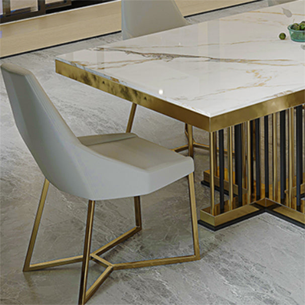 Nordic Glam Rectangle Sintered Stone Table Set 1/4/7 Pieces Dining Set