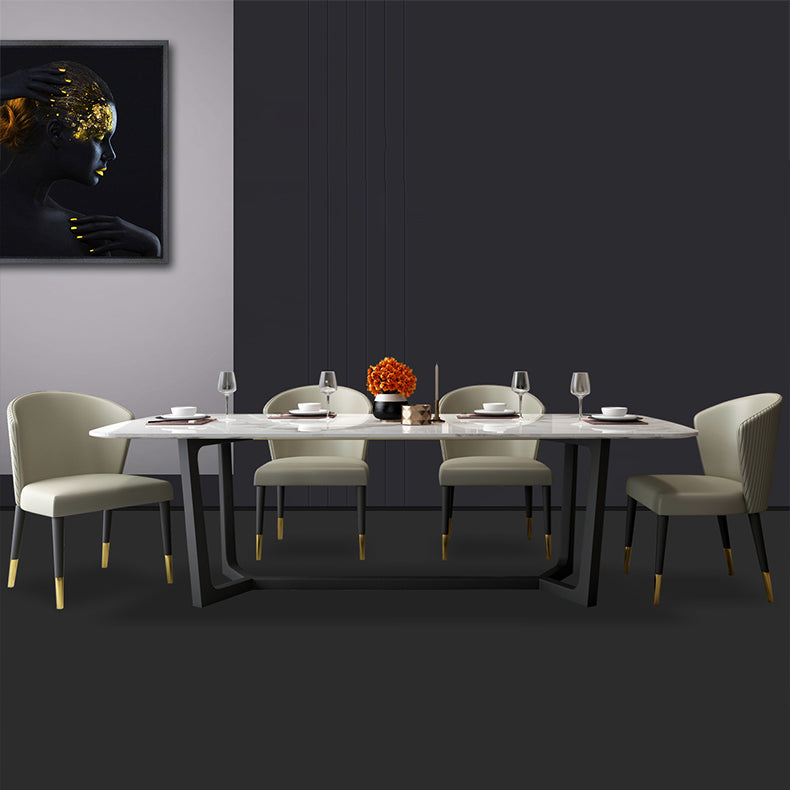 Modern Style Rectangle Sintered Stone Table Set 1/4/5/7 Pieces Dining Set