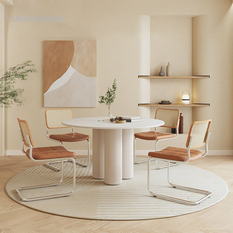 White Modern Table Set 1/2/3/5 Pcs Kitchen Table and Chairs with Metal Frame