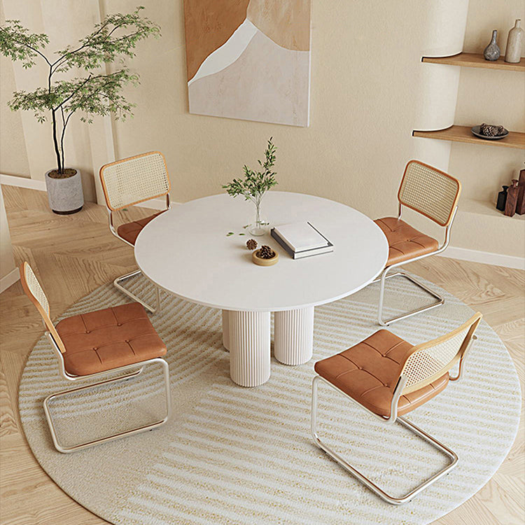 White Modern Table Set 1/2/3/5 Pcs Kitchen Table and Chairs with Metal Frame