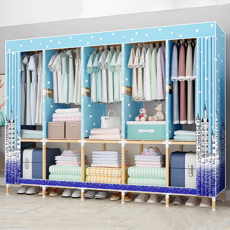 Contemporary Style Wardrobe Armoire Solid Wood Bedroom Wardrobe Closet with Shelves