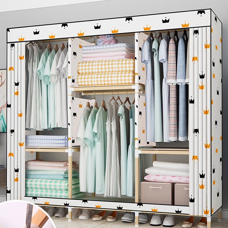 Contemporary Style Wardrobe Armoire Solid Wood Bedroom Wardrobe Closet with Shelves