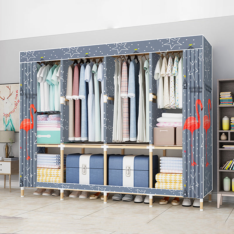 Contemporary Style Wardrobe Armoire Solid Wood Bedroom Wardrobe Closet with Shelves