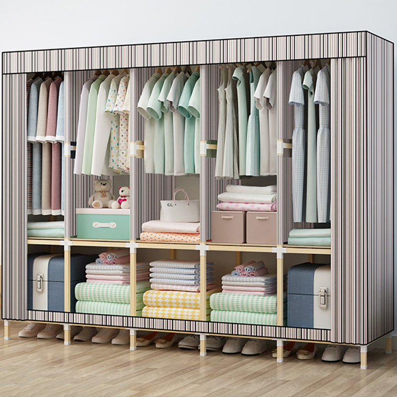 Contemporary Style Wardrobe Armoire Solid Wood Bedroom Wardrobe Closet with Shelves