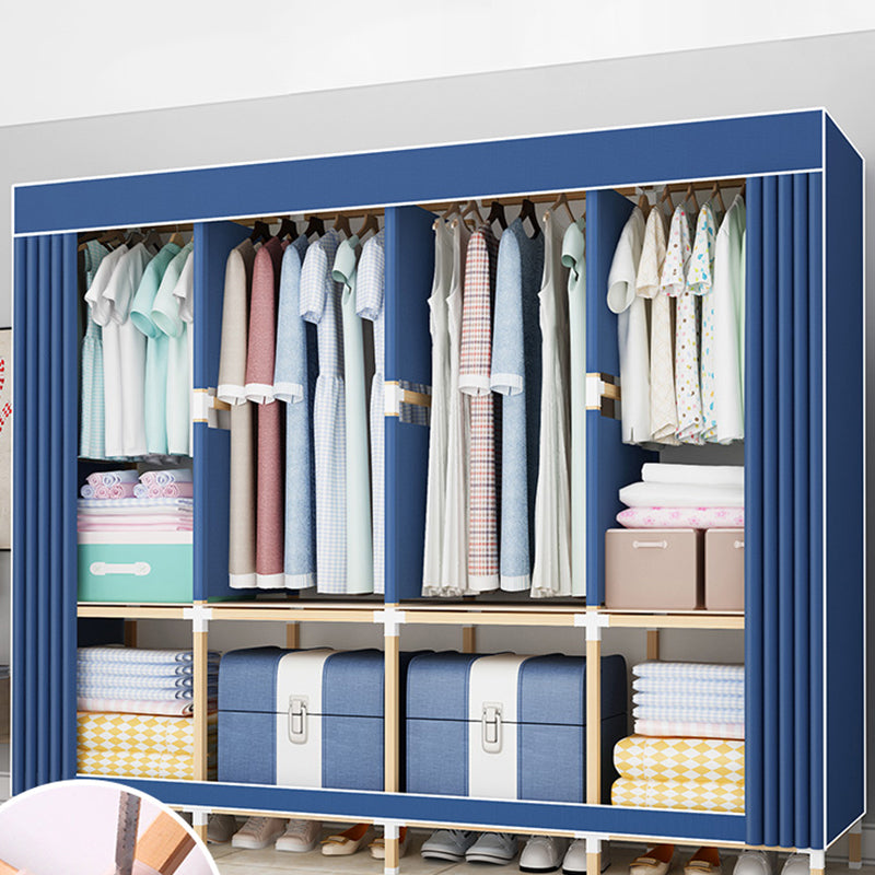 Contemporary Style Wardrobe Armoire Solid Wood Bedroom Wardrobe Closet with Shelves