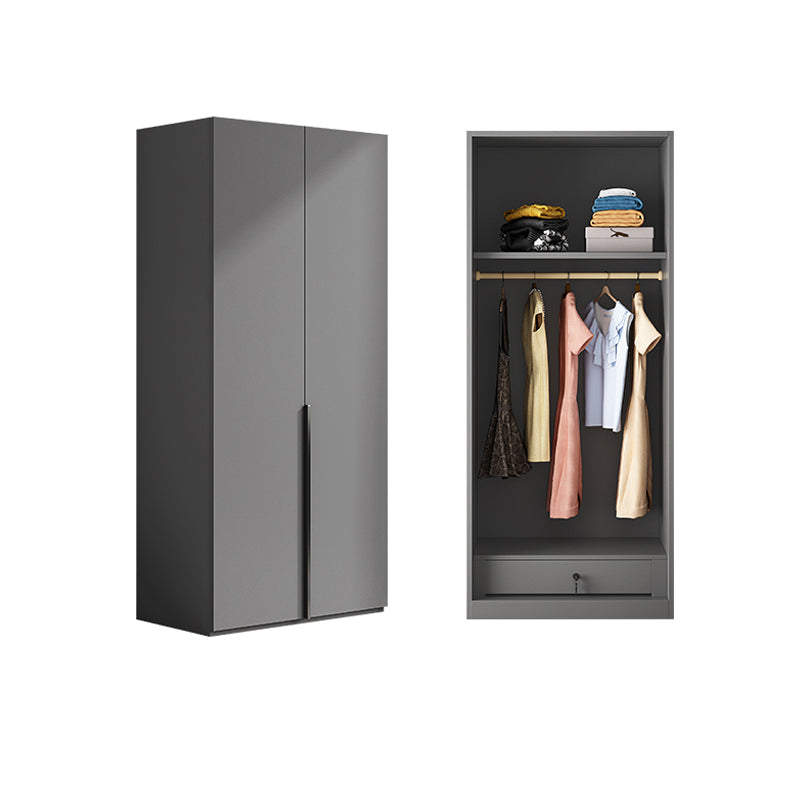 Gray Colour Wardrobe Armoire Wood Bedroom Wardrobe Closet with 1 Drawer
