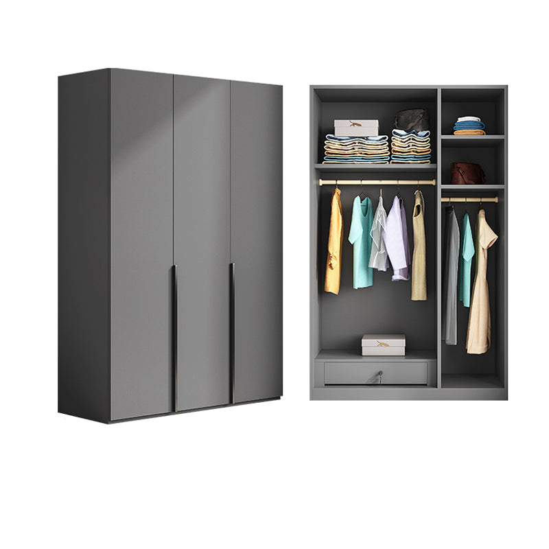 Gray Colour Wardrobe Armoire Wood Bedroom Wardrobe Closet with 1 Drawer
