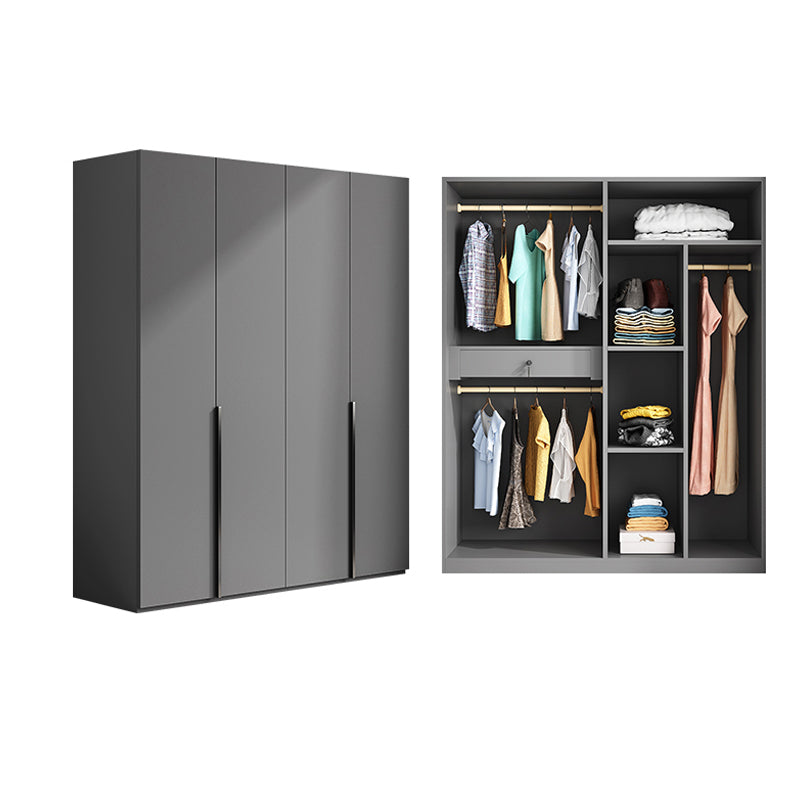 Gray Colour Wardrobe Armoire Wood Bedroom Wardrobe Closet with 1 Drawer