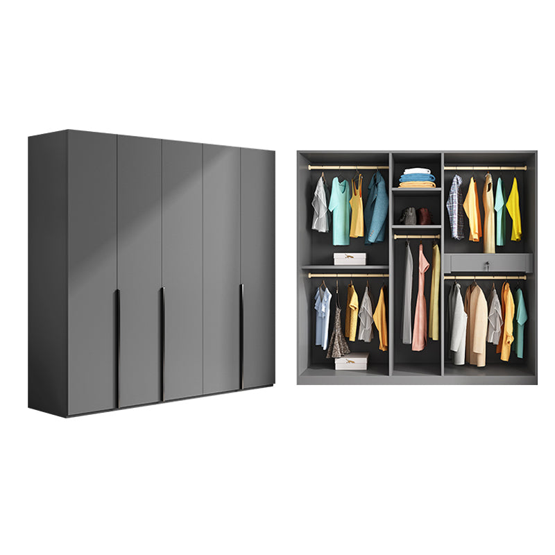 Gray Colour Wardrobe Armoire Wood Bedroom Wardrobe Closet with 1 Drawer