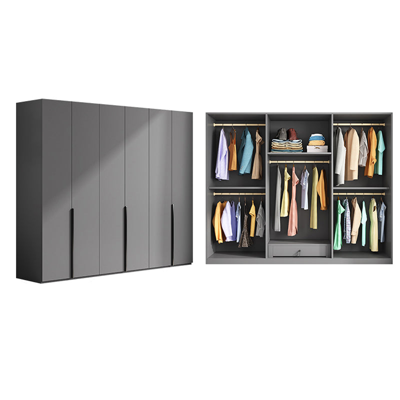 Gray Colour Wardrobe Armoire Wood Bedroom Wardrobe Closet with 1 Drawer