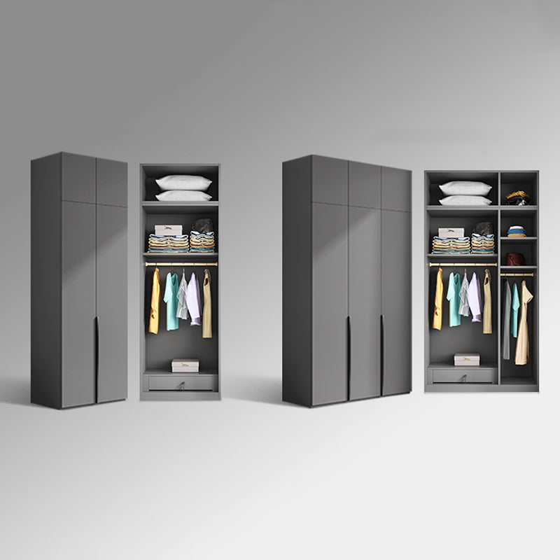 Gray Colour Wardrobe Armoire Wood Bedroom Wardrobe Closet with 1 Drawer