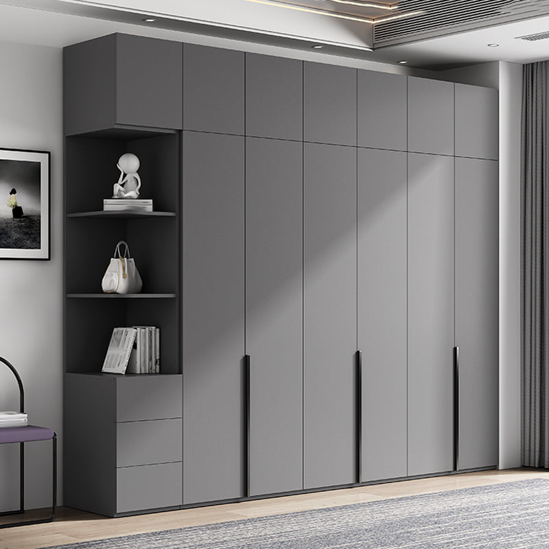 Gray Colour Wardrobe Armoire Wood Bedroom Wardrobe Closet with 1 Drawer