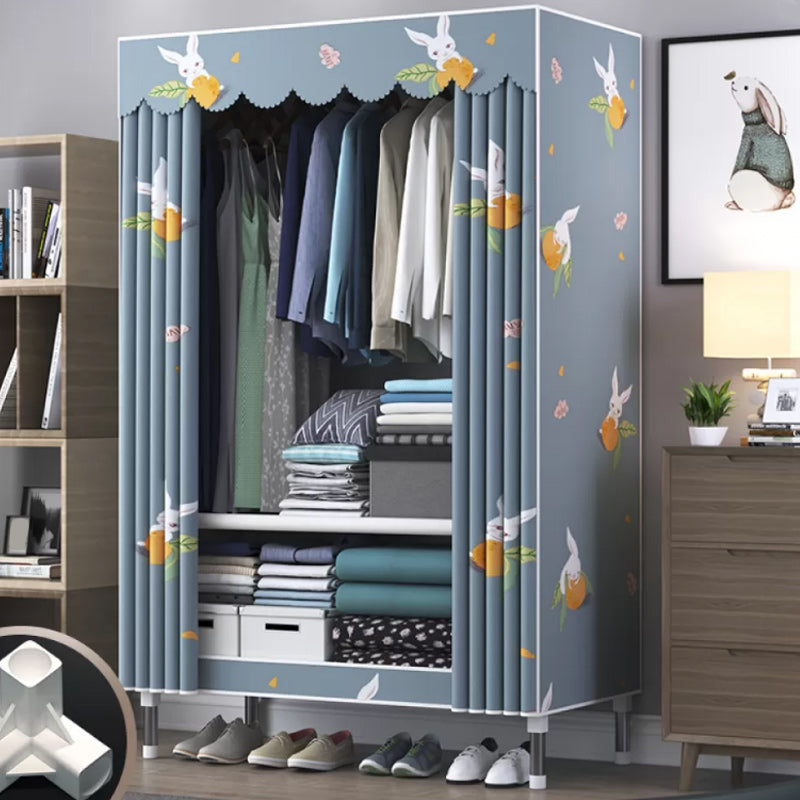 Contemporary Style Wardrobe Metal Bedroom Wardrobe Closet with Shelves