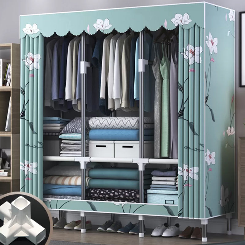 Contemporary Style Wardrobe Metal Bedroom Wardrobe Closet with Shelves