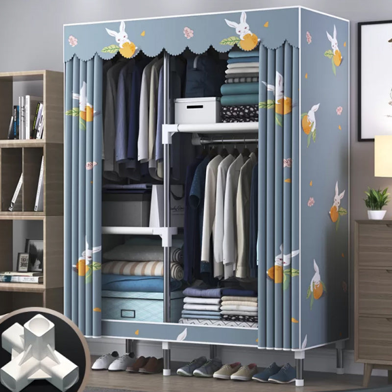 Contemporary Style Wardrobe Metal Bedroom Wardrobe Closet with Shelves