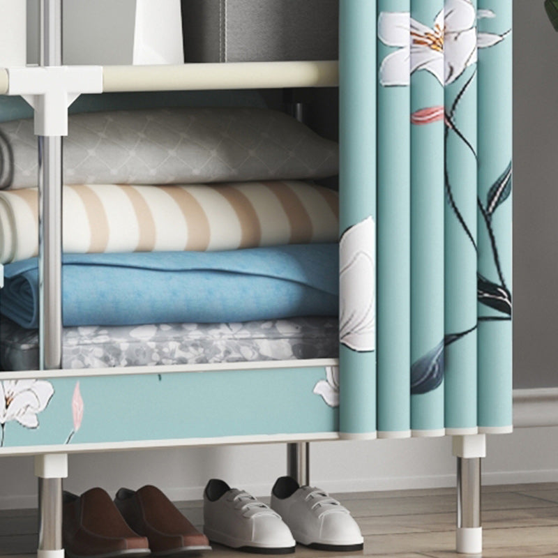 Contemporary Style Wardrobe Metal Bedroom Wardrobe Closet with Shelves