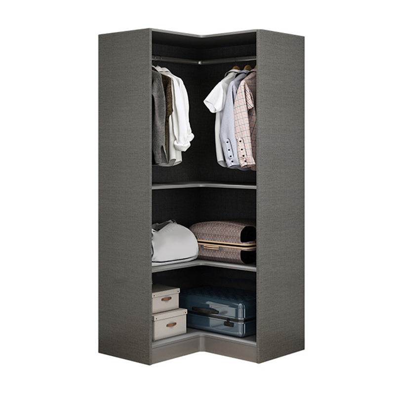 Contemporary Style Wardrobe Gray Colour Wood Wardrobe Closet with Shelves