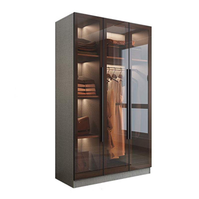 Contemporary Style Wardrobe Gray Colour Wood Wardrobe Closet with Shelves