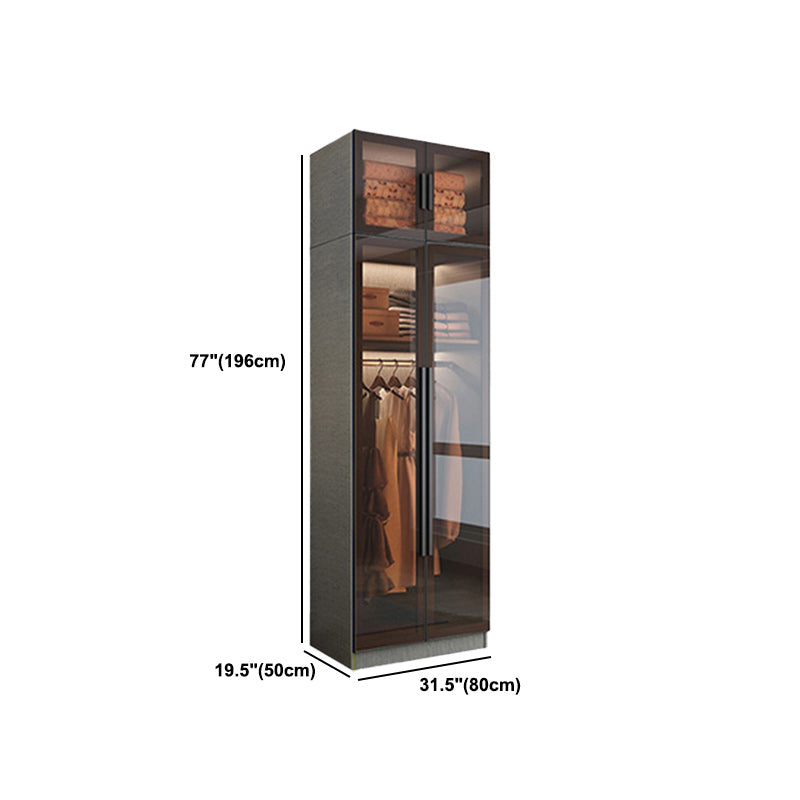 Contemporary Style Wardrobe Gray Colour Wood Wardrobe Closet with Shelves