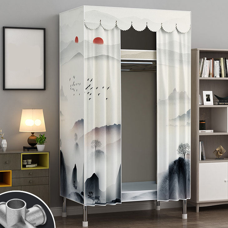 Contemporary Style Steel Wardrobe 2-Tier Metal Wardrobe Closet for Home