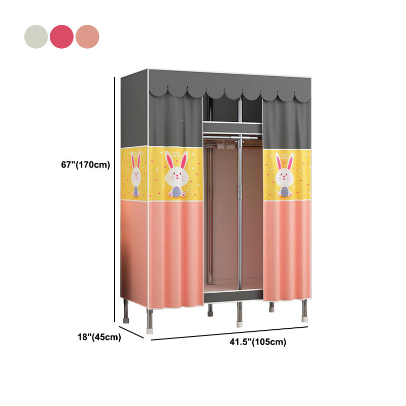 Contemporary Style Steel Wardrobe 2-Tier Metal Wardrobe Closet for Home